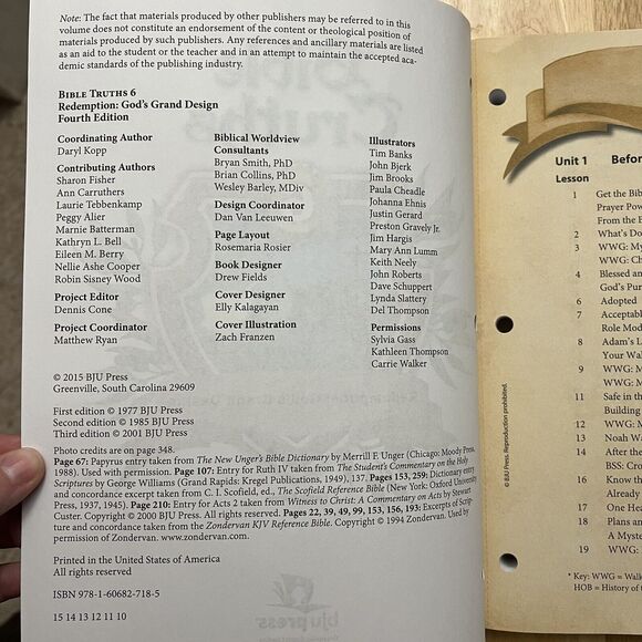 BJU Bob Jones Bible Truths 6 Redemption Gods Grand Design Student Worktext - Picture 4 of 7